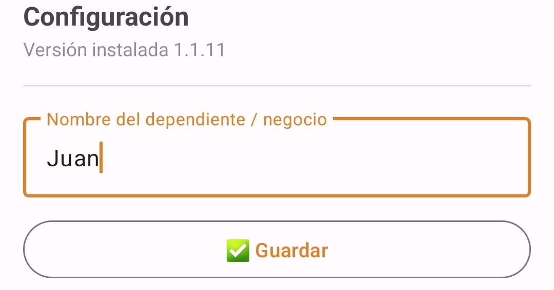 Campo del nombre del turno / dependiente
