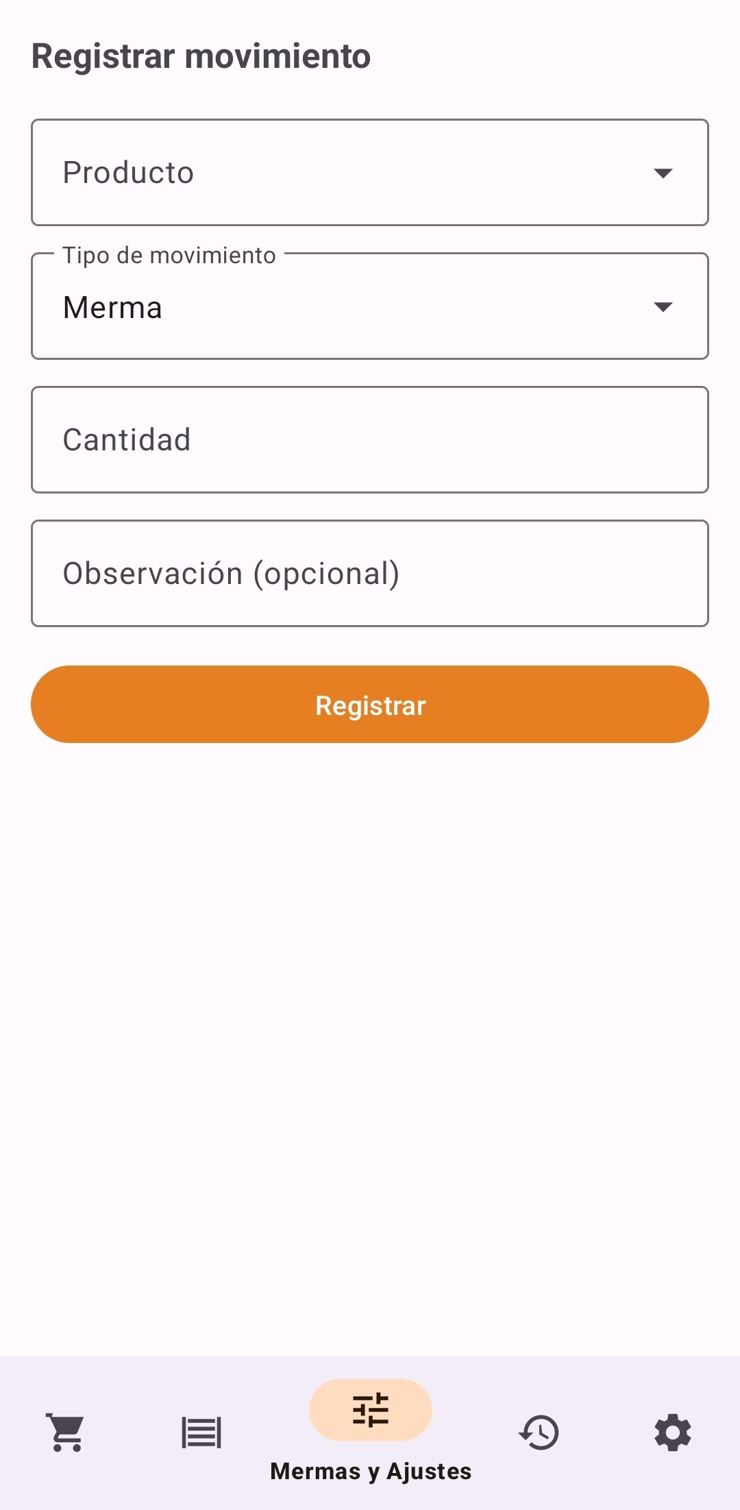 Ventana de Mermas y Ajustes