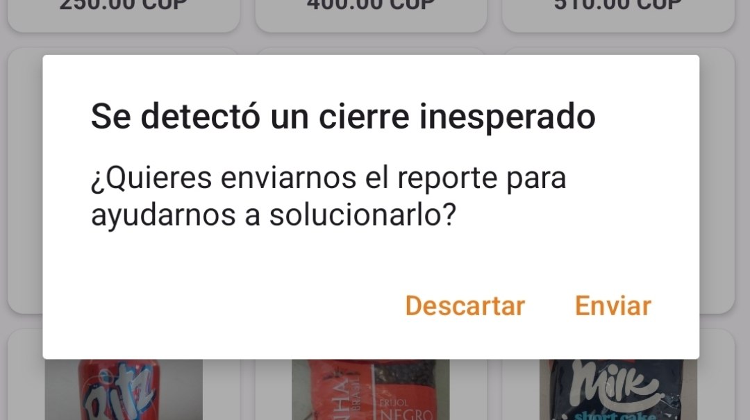 Aviso de cierre inesperado