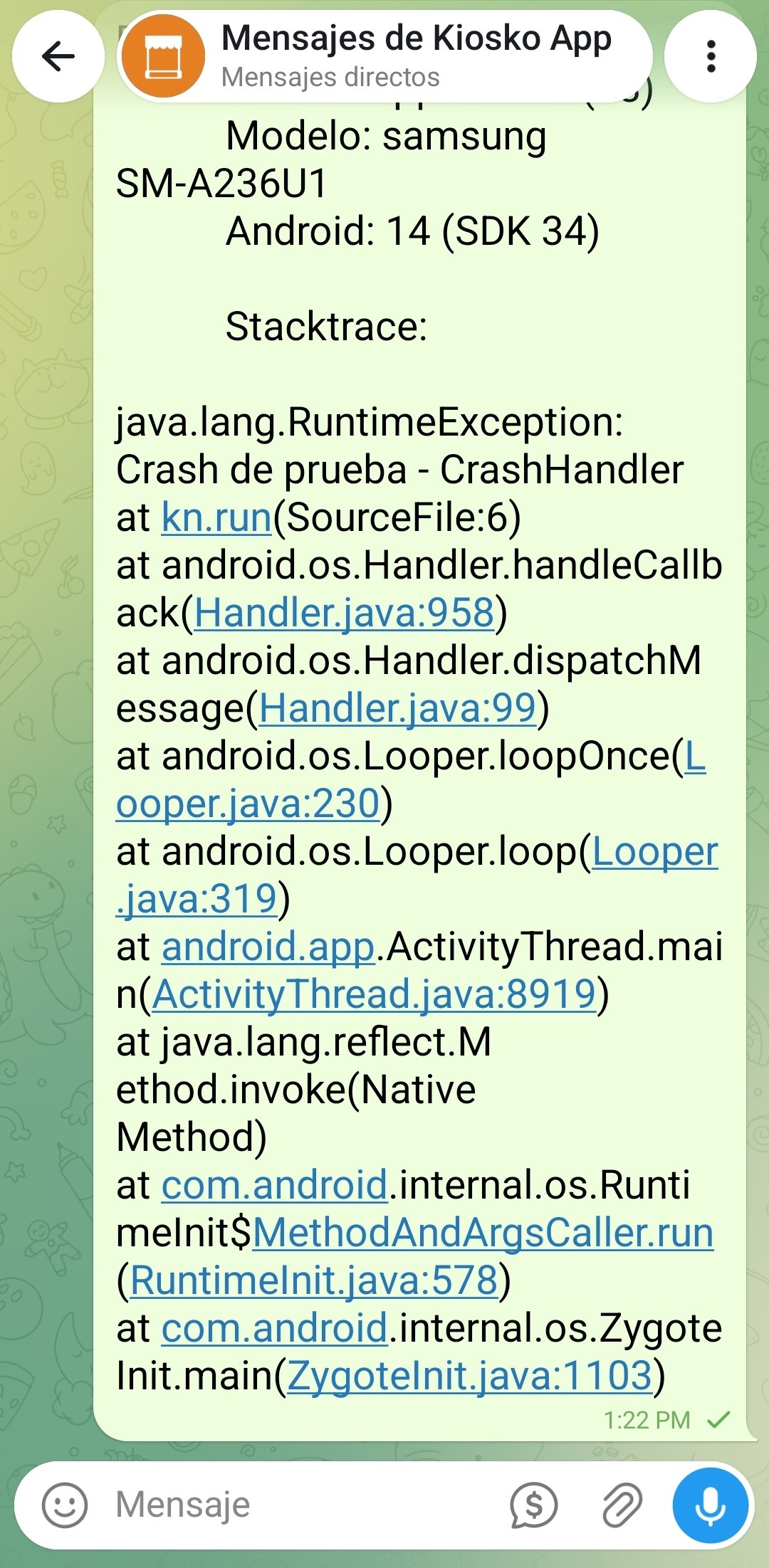 Chat con el reporte pegado