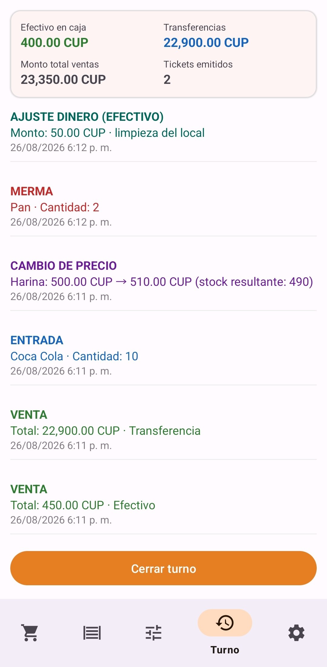 Ventana de Turno