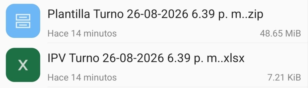 Archivos generados al cerrar el turno