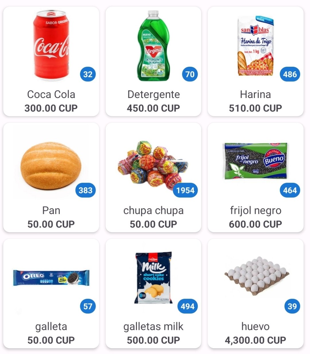 Cuadrícula de productos